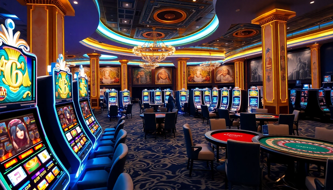 Experience the thrill of Olympus 1000 at a lavish casino, complete with slot machines.