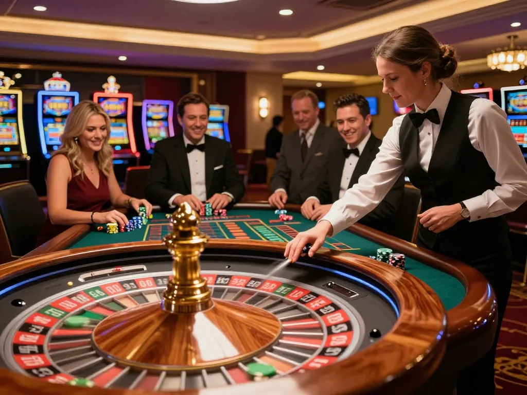 hb88 players placing bets on an exciting roulette table surrounded by lively atmosphere