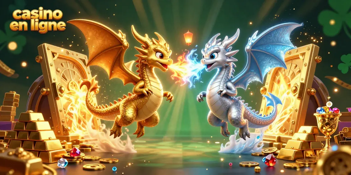 Jouez au casino en ligne avec dragons et trésors scintillants d'or.