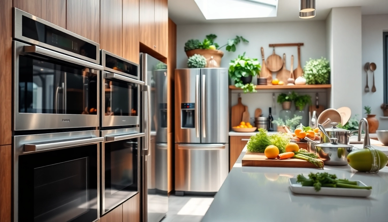 Showcase of modern home appliances enhancing a vibrant kitchen environment.