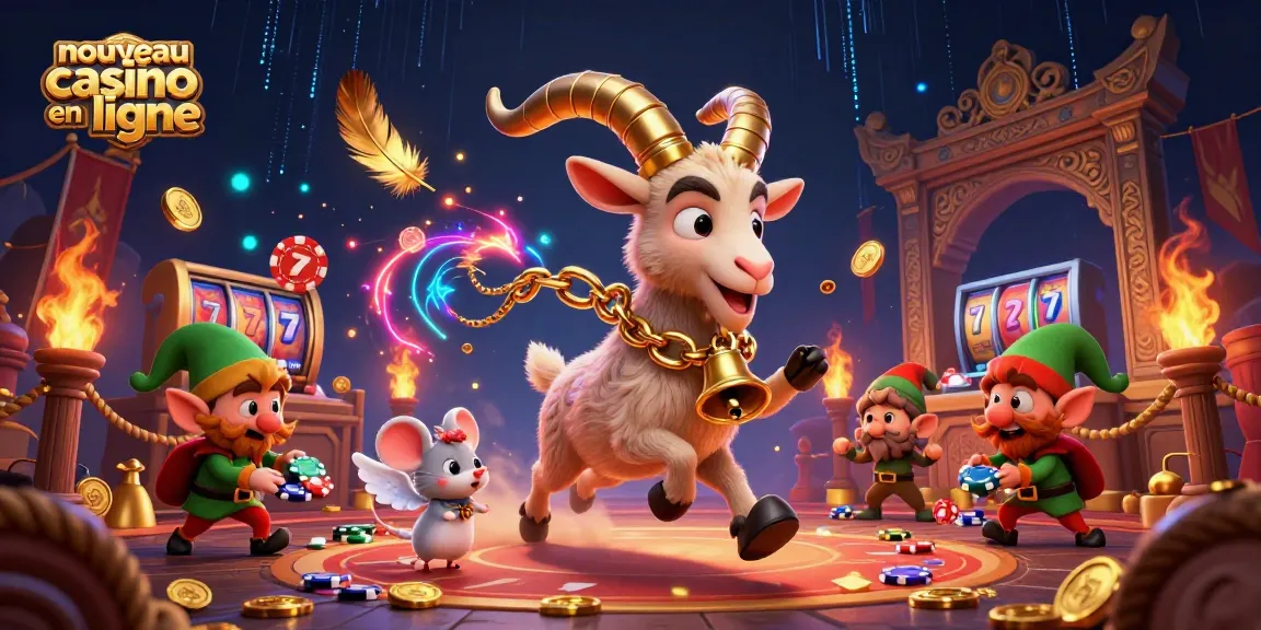 Le nouveau casino en ligne présente une illustration avec un Krampus et des lutins volant des jetons.