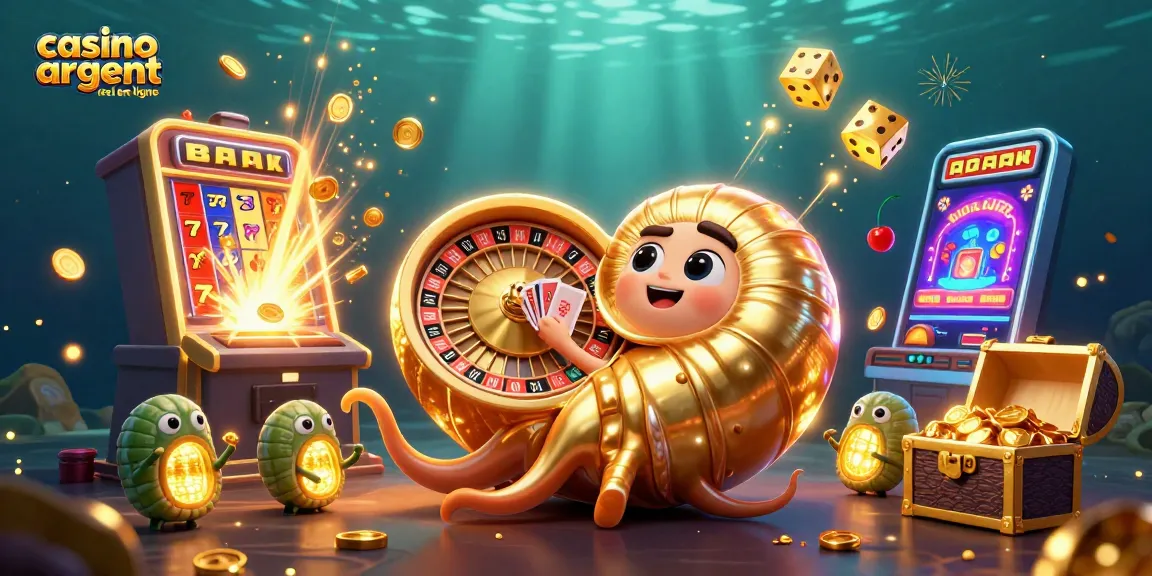 Illustration dynamique sur le casino argent réel en ligne avec un nautilus et des symboles de jackpot.