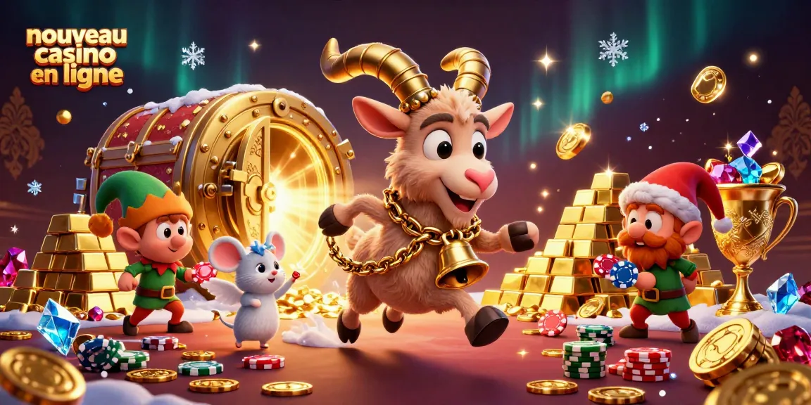 Illustration représentant un nouveau casino en ligne animé par un Krampus, une souris et des gremlins