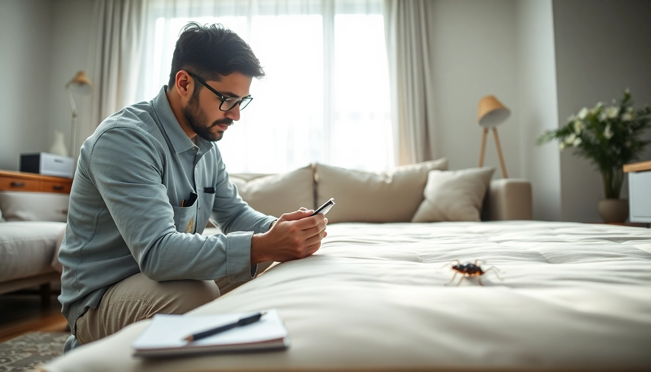 Specialized service focusing on bed bug extermination services with a pest control technician in action.