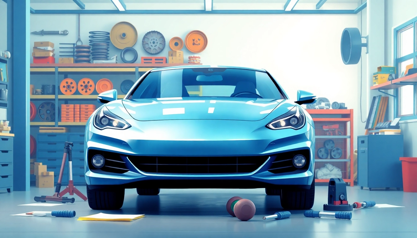 Visual representation of auto protection plan documents alongside vehicle maintenance tools