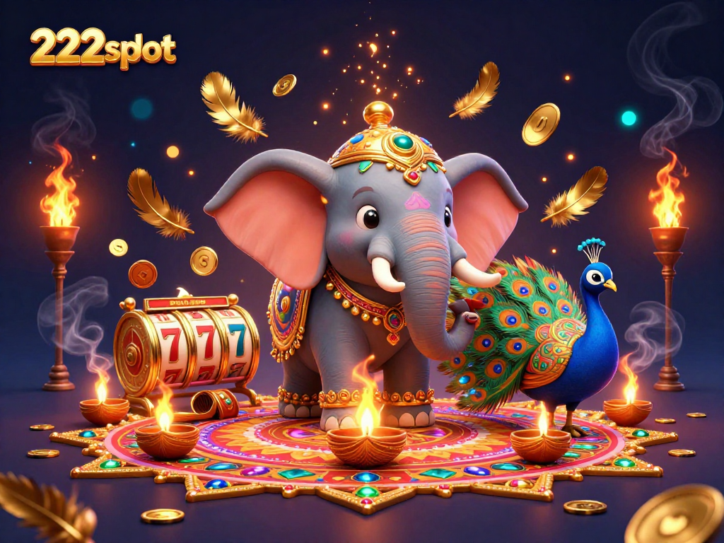 Mengoptimalkan kemenangan slot 222slot dengan karakter gajah berwarna dan peacock.