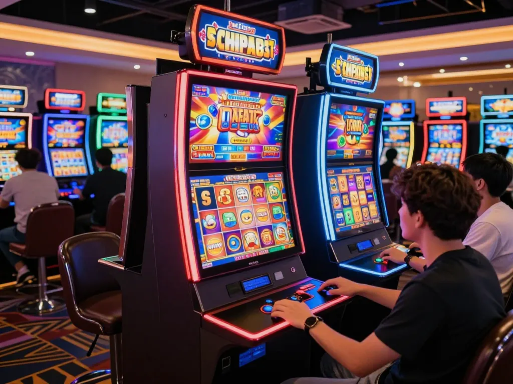 Engaging with thrilling situs slot games in a lively online casino environment.
