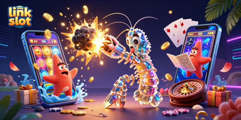 Memenangkan jackpot di slot gacor dengan link slot dalam ilustrasi kasino 3D yang dinamis