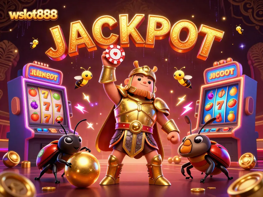 Menangkan jackpot di wslot888 dengan ilustrasi karakter kasino yang berwarna-warni.