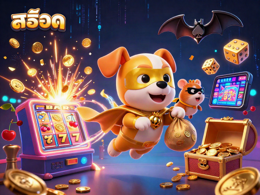Win big with สล็อต in this vibrant 3D illustration showcasing excitement and jackpots!