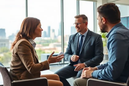 Engaged clients discussing investment management San Antonio strategies with a financial advisor.
