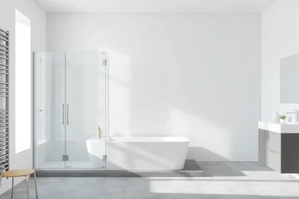 Sonni sanitär GmbH bietet elegante Duschwände und Heizkörper für moderne Badezimmer an.