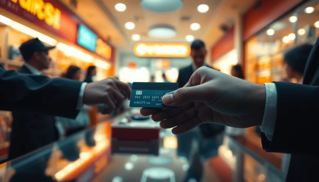 카드깡 진행 중 현금을 주고받는 손과 카드의 모습