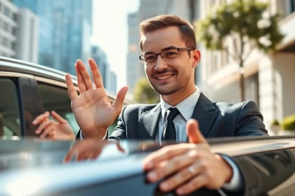 Experience top-tier Chauffeur Hire service with a professional driver in a luxury vehicle.