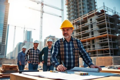 Engage with a professional Manhattan General Contractor overseeing a vibrant construction project.