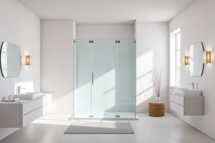 Admire the paroi de douche 150x200 in a modern bathroom, accentuated by elegant fixtures.