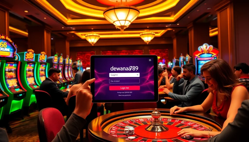 Rasakan kegembiraan berjudi dengan login dewanaga89 di kasino mewah yang menampilkan mesin slot berwarna-warni.