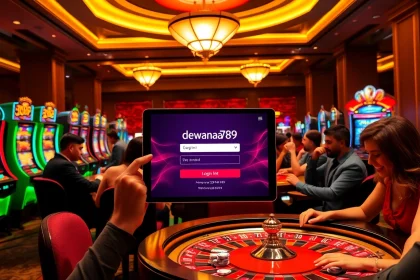 Rasakan kegembiraan berjudi dengan login dewanaga89 di kasino mewah yang menampilkan mesin slot berwarna-warni.