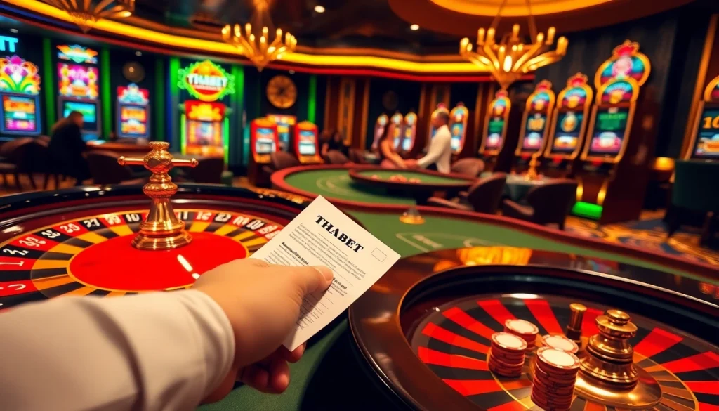 Engaging dealers guide players at THABET casino tables, enhancing the gaming experience.