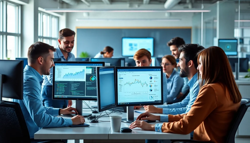 Team providing Chăm sóc website services in a modern office.