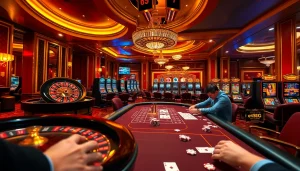 Experience the thrill of playing at ev88 with poker chips, cards, and a vibrant casino atmosphere.