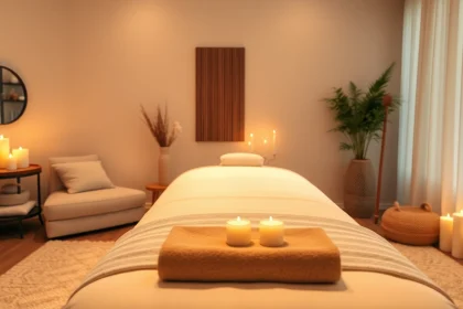 홈타이 마사지에 적합한 아늑한 거실 내부 모습, 편안한 분위기를 자아냄.