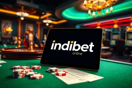 Indibet online betting interface with casino elements showcasing excitement and professionalism.