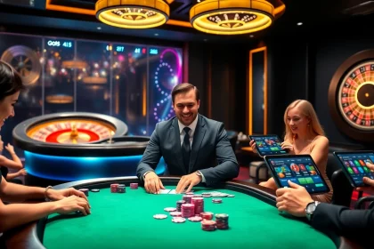 Experience thrilling gameplay with god55 at a luxurious casino table with vibrant chips and cards.