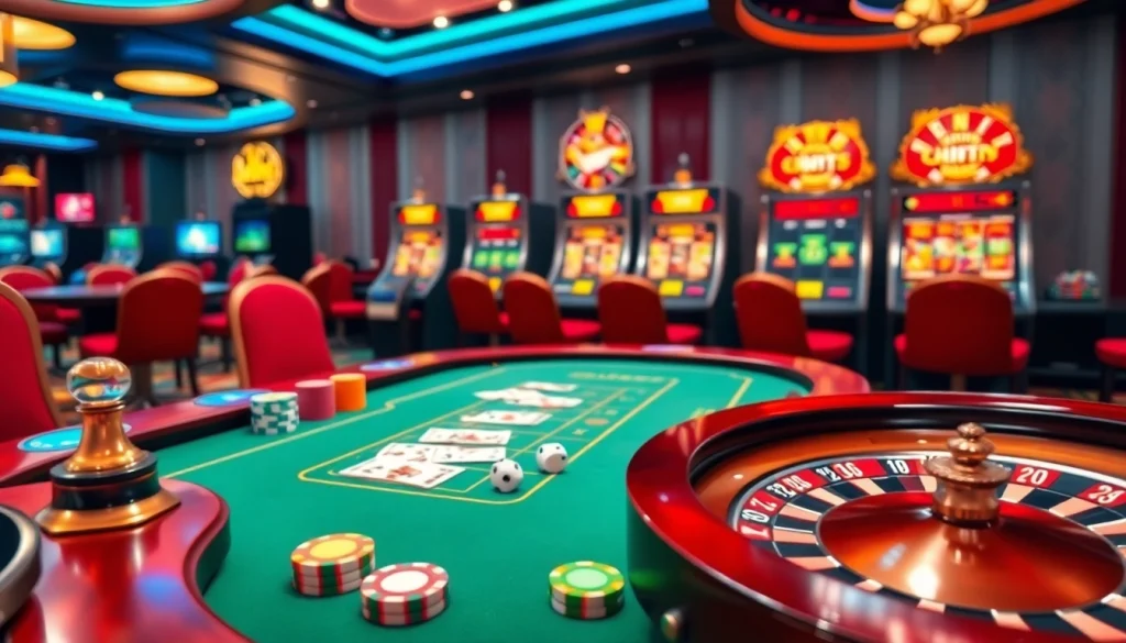 Trải nghiệm các trận đấu đầy kịch tính tại https://luck8.net với cảnh casino sống động gồm poker, máy đánh bạc và roulette.