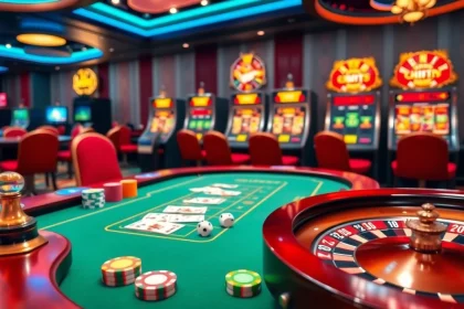 Trải nghiệm các trận đấu đầy kịch tính tại https://luck8.net với cảnh casino sống động gồm poker, máy đánh bạc và roulette.