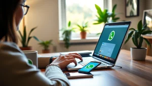 在舒适工作区使用笔记本电脑打开 WhatsApp Web 的活跃用户