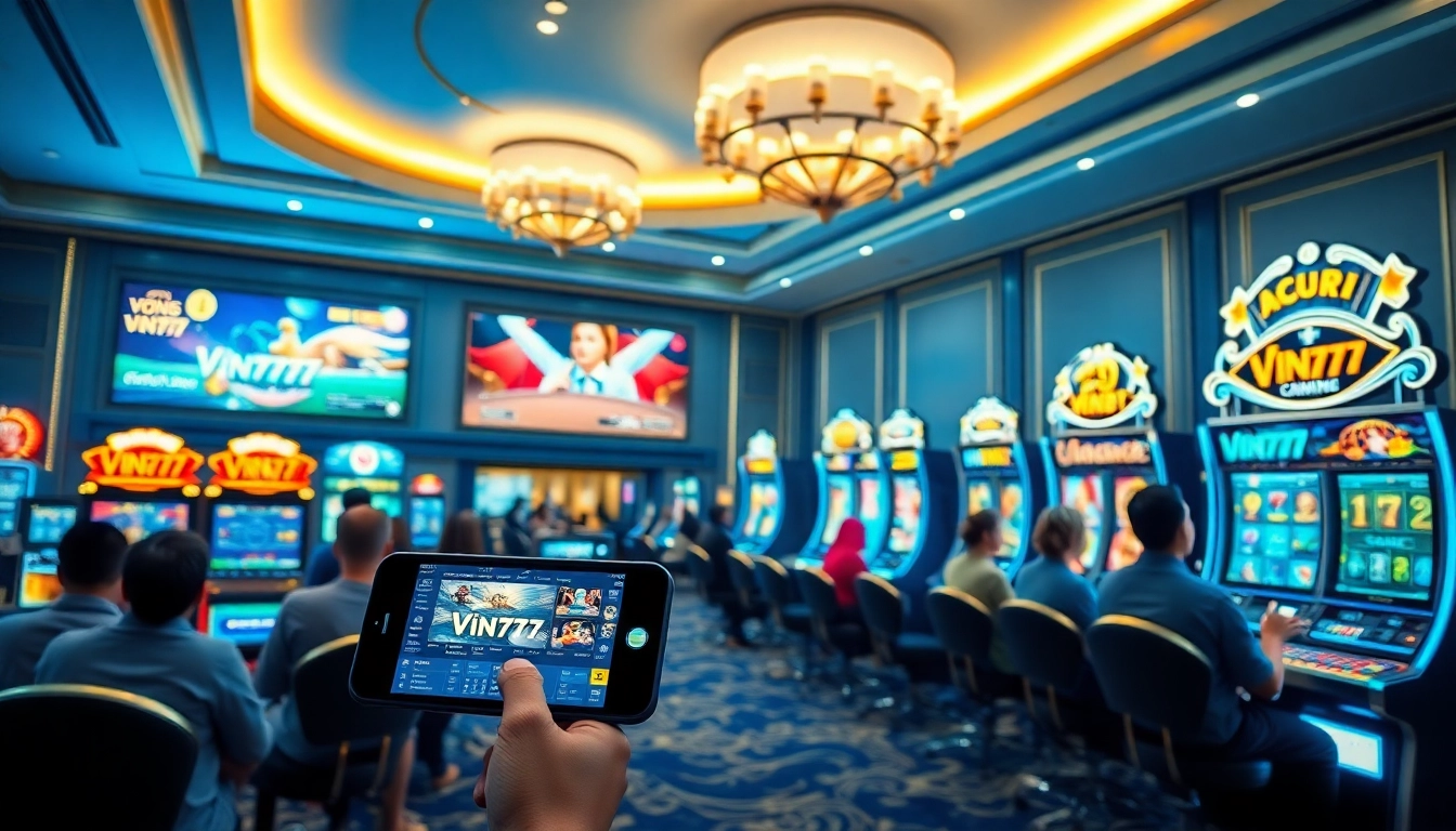 Vibrant online gaming scene showcasing vin777.gb.net with users enjoying diverse games securely.