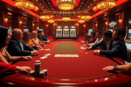 Trải nghiệm sự căng thẳng và phấn khích tại https://luck8.com với cảnh sòng bạc sống động này có bàn blackjack.