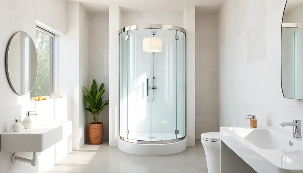 Cabine de douche complete élégante dans une salle de bain moderne avec des finitions raffinées.