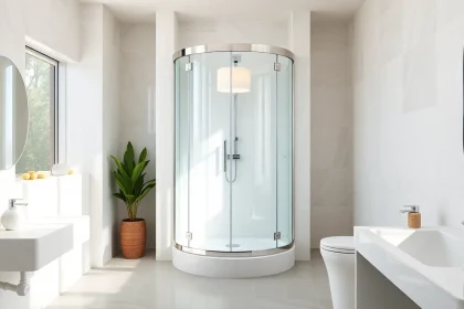 Cabine de douche complete élégante dans une salle de bain moderne avec des finitions raffinées.