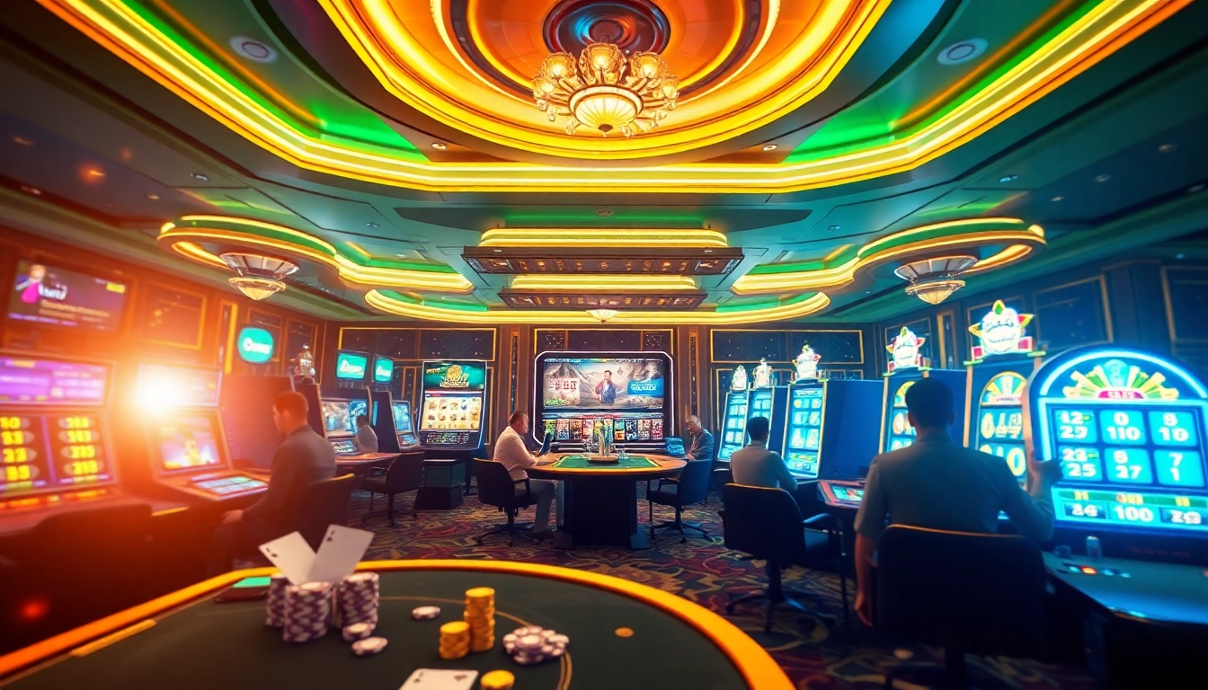 Exciting online gaming scene representing ev88win.live with vibrant casino elements.