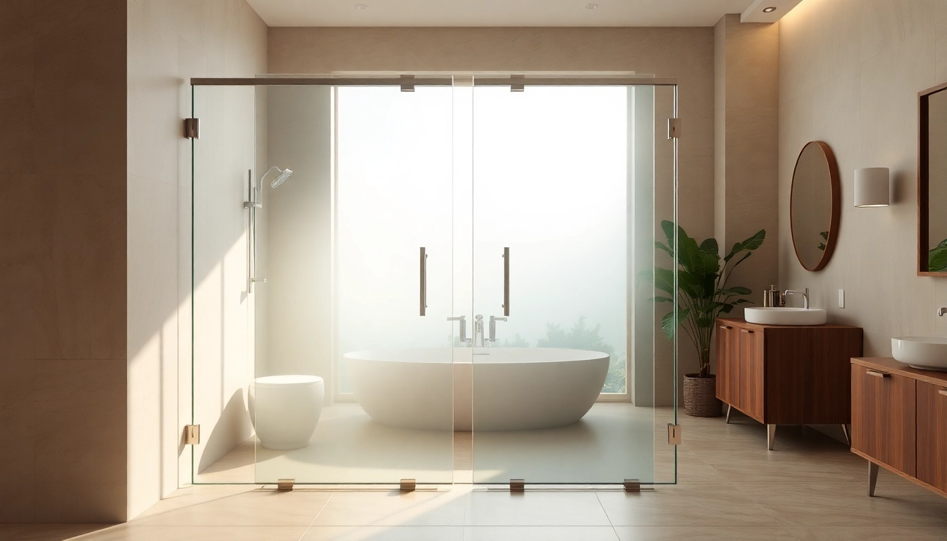 Beautiful glass shower doors in a modern bathroom exuding elegance and style.