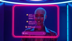 Engaging NSFW chat AI character interacting in a vibrant digital chat interface