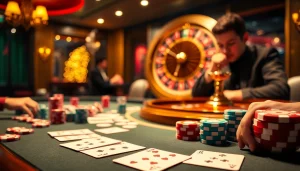 Experience thrilling poker action in a luxurious casino environment, showcasing rikvip uy tín.