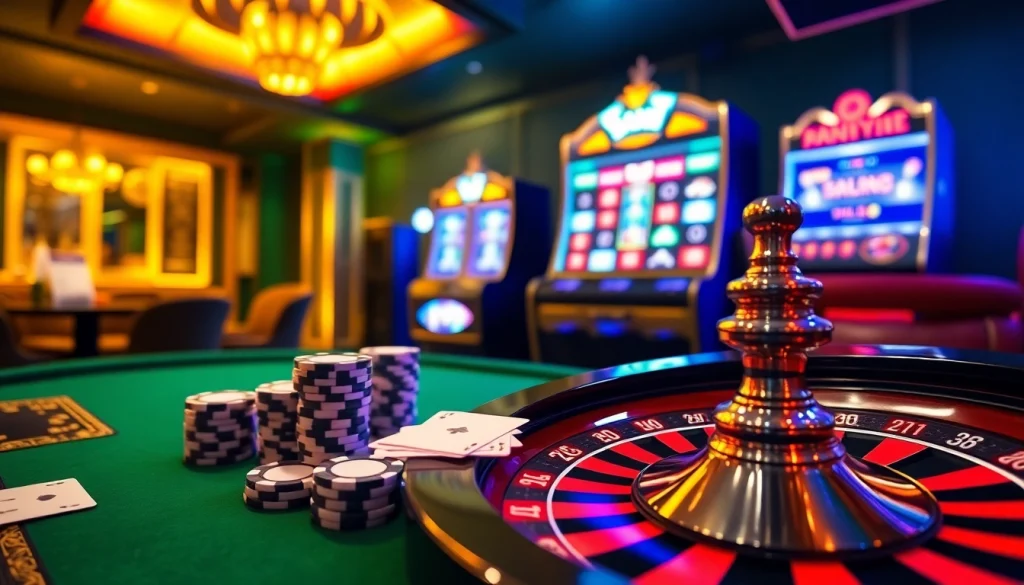 Experience the thrill of gambling at trang chủ i9bet with luxurious casino tables and vibrant visuals.