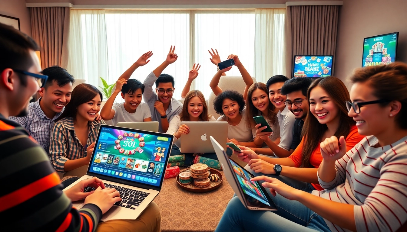 Online gambling excitement on new88go.com with diverse players enjoying games.
