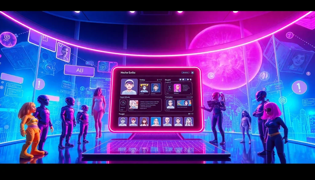 Engaging digital scene showcasing NSFW character AI interactions with customizable chatbots.