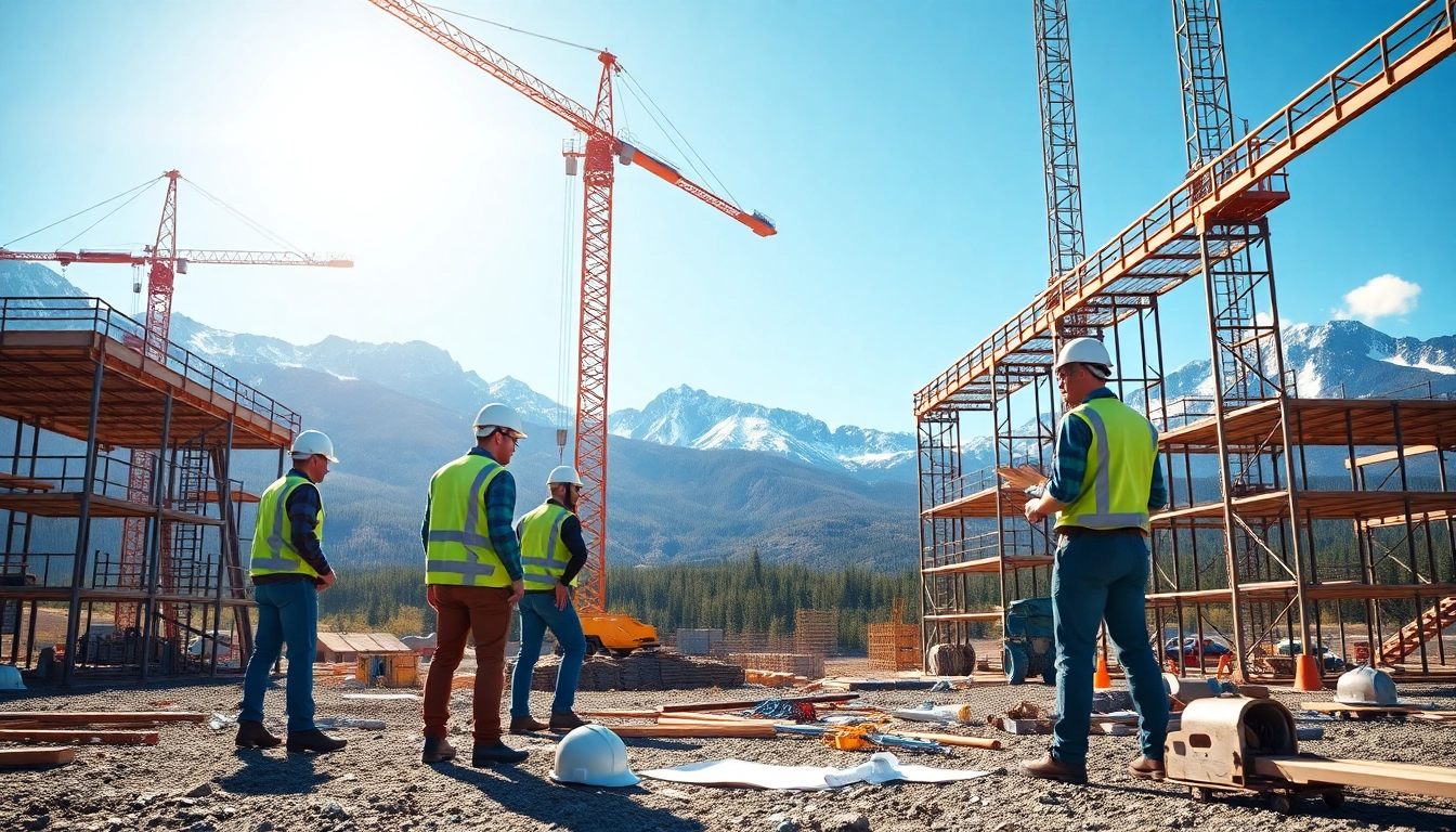 Construction association Colorado members working together on-site to build a new project.
