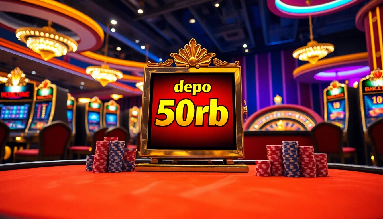 Experience the excitement of slot depo 5rb with vibrant casino visuals and thrilling gaming elements.