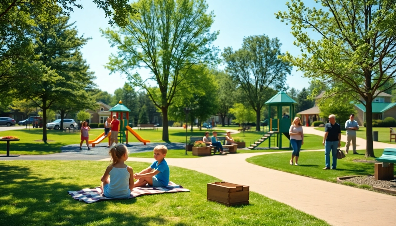 Families enjoying a summer day in Clarksburg's community park, showcasing vibrant outdoor activities.