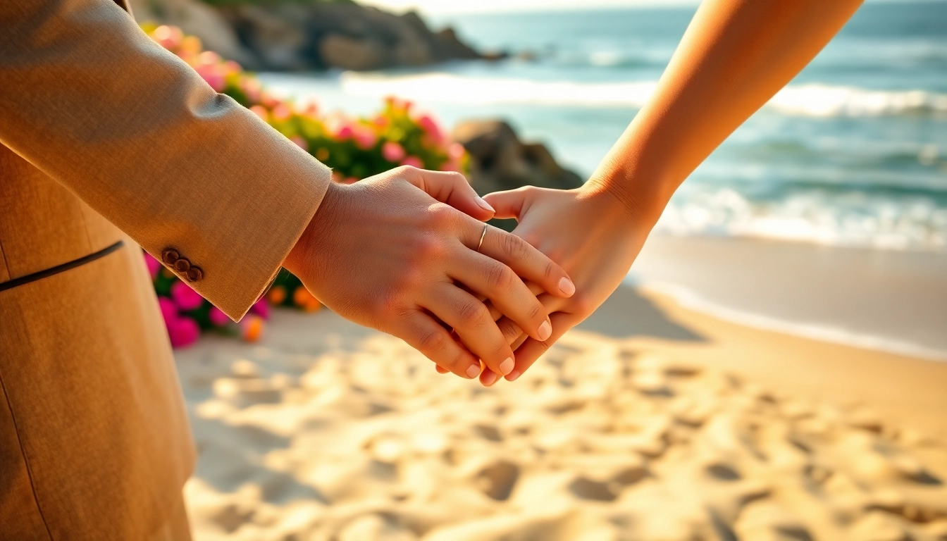 Captivating scene of a couple exchanging vows during a Carmel wedding photography session by the beach.