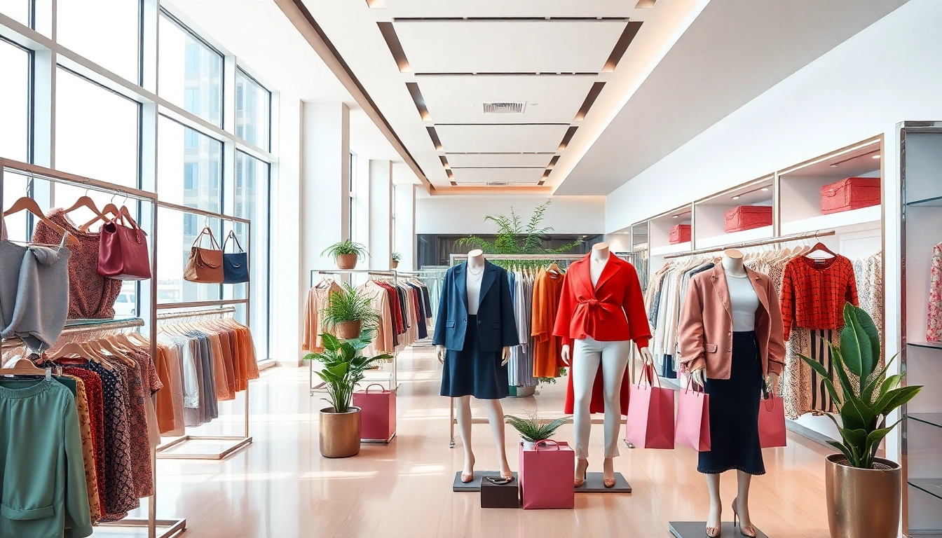 레플리카쇼핑몰에서 세련된 복제품 패션 상품을 전시하는 현대적인 쇼핑몰의 내부.