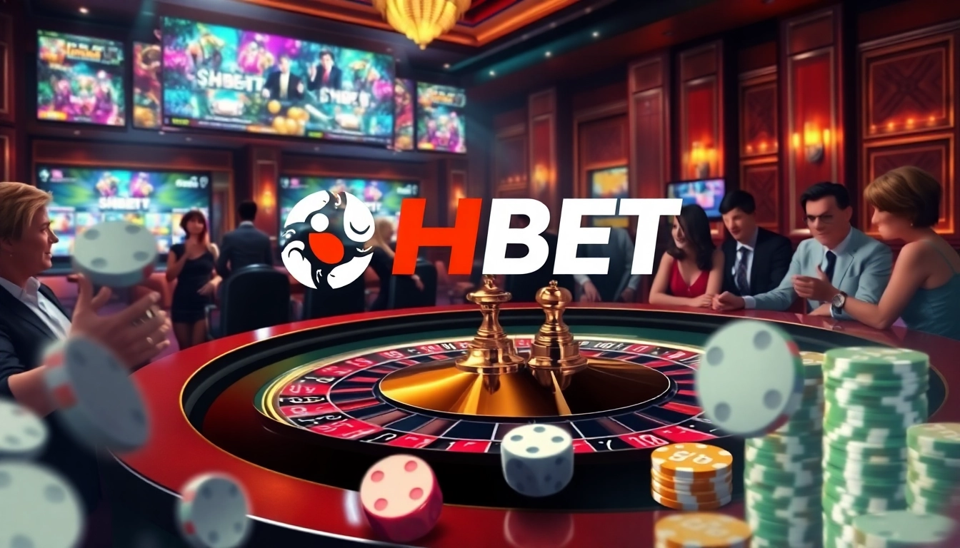 SHBET casino scene showcasing roulette excitement with vibrant colors and luxurious ambiance.