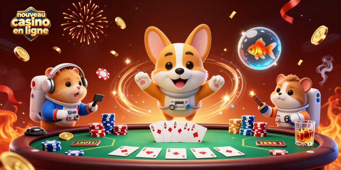 Jouez et gagnez sur un nouveau casino en ligne captivant avec des personnages animés dans une scène dynamique.